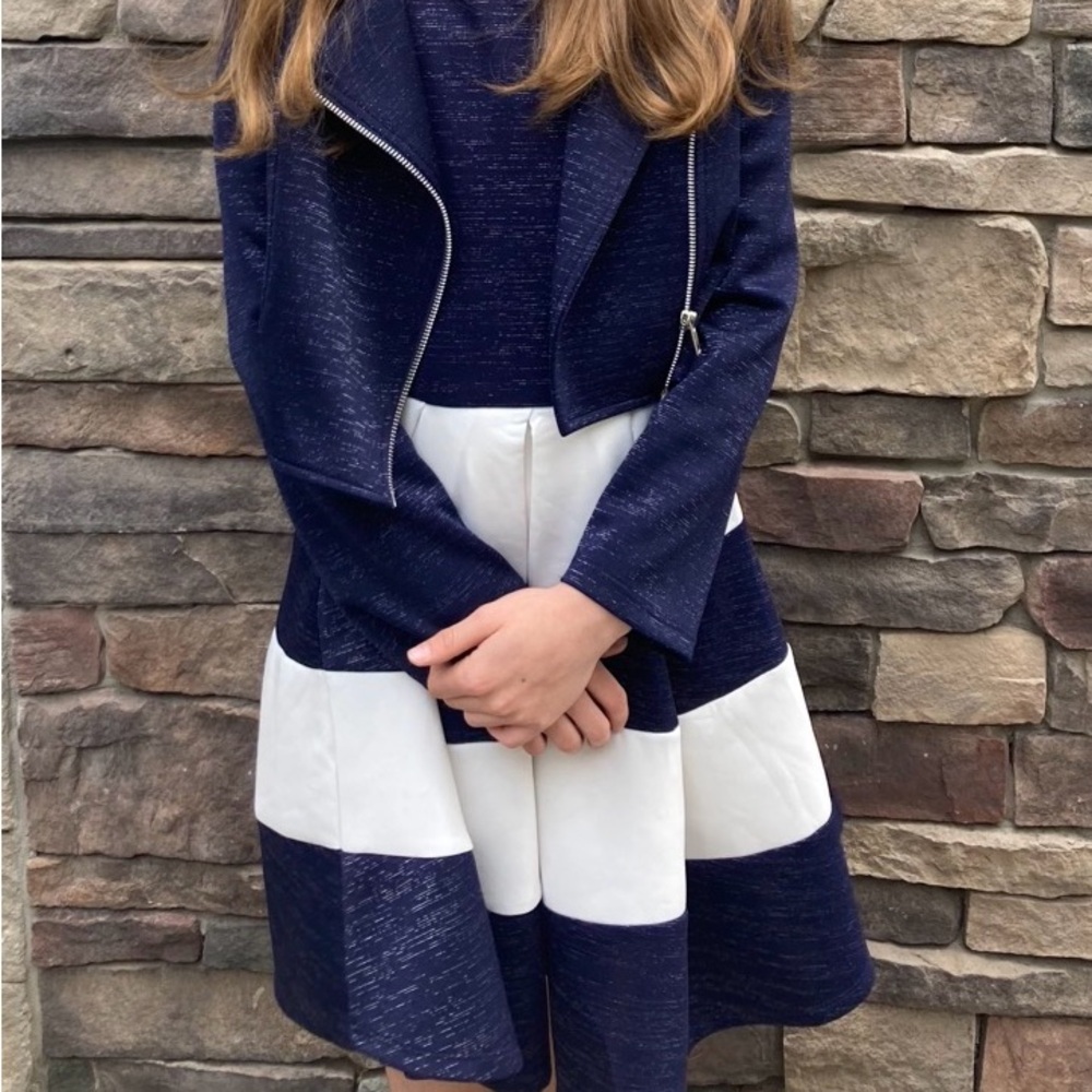 Elegant Navy and White Women's Blazer